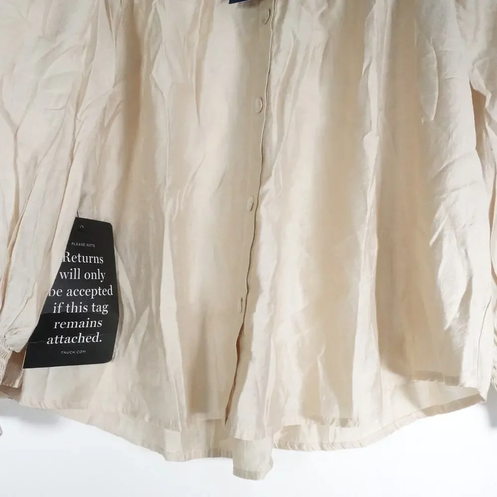 New Damaged Pomander Place Tuckernuck Jaia Cream Smocked Puff Sleeve Blouse